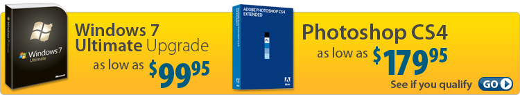 Windows 7 Ultimate Upgrade for $99.95 and Photoshop CS4 for 179.95 - See if you qualify