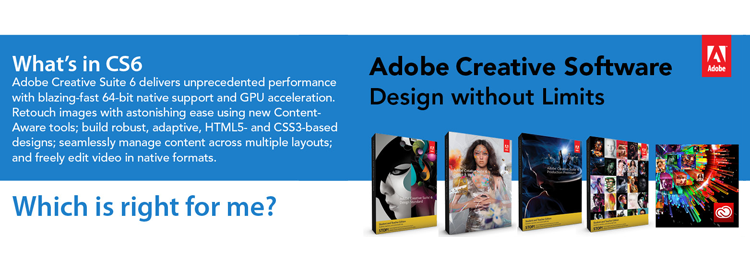 Adobe Creative Suite 6 delivers unprecedented performance and blazing-fast 64-bit native support and GPU acceleration. Retouch images with astonishing ease using new Content-aware tools; build robust, adaptive HTML5 and CSS3-based designs, and seamlessly manage content across multiple layouts; and freely edit video in native formats.
